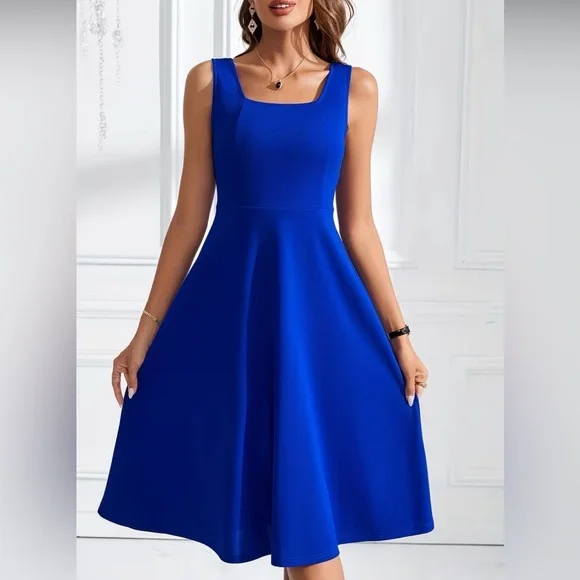 Elegant Blue Sleeveless Dress/ NWOT - Picture 1 of 5